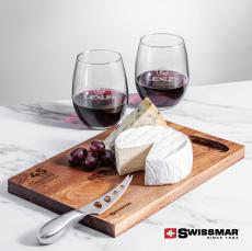 Swissmar&reg; Acacia Board & 2 Stanford Stemless Wine - Gift Sets