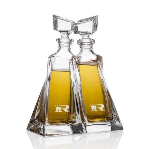 Drinkware - Barware - Decanters - CrystAlign Twin Decanter Gift Set - Deep Etch