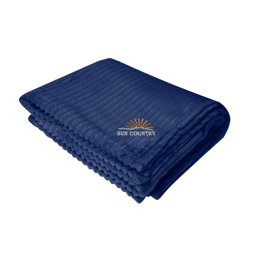 Home & Kitchen - Blankets - EcoLuxe Ribbed Flannel Blanket - Navy/Tan