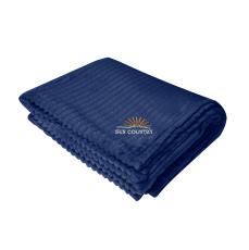 EcoLuxe Ribbed Flannel Blanket - Navy/Tan - Blankets