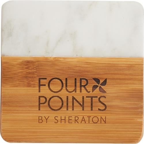 Drinkware - Barware - Coasters - Naturaleza Marble-Bamboo Coaster Set
