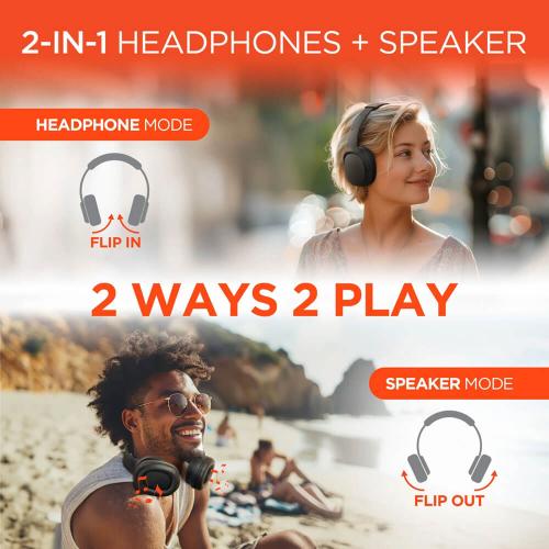 Technology - Headphones - HyperGear Flip 2-in-1 Wireless Headphones + Speaker