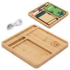 Bamboo Desk Organizer with 5W Wireless Charger - Desk Accessories