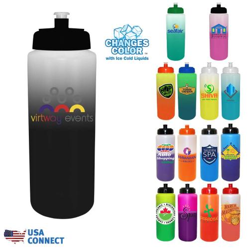 Drinkware - Color Changing - Mood™ 32 oz. Sports Bottle with Push 'n Pull Cap - USA Connect