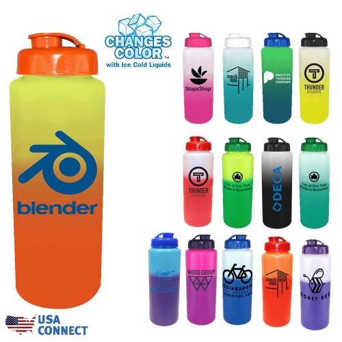 Drinkware - Color Changing - Mood™ 32 oz. Sports Bottle with Flip Top Cap - USA Connect