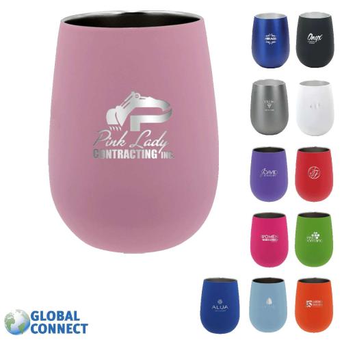 Drinkware - Tumblers - Halcyon® 12 oz. Stainless Steel Wine Glass, Global Connect - Laser Standard
