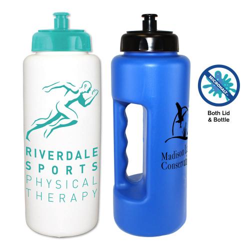 Drinkware - Made in the USA - MicroHalt™ 32 oz. Grip Bottle with Push 'n Pull Cap