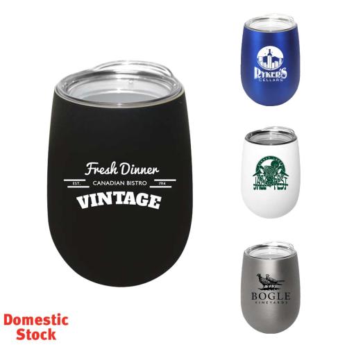 Drinkware - Tumblers - Halcyon® 12 oz. Stainless Steel Wine Glass with Acrylic Lid