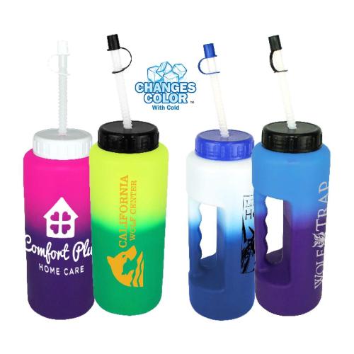 Drinkware - Color Changing - Mood™ 32 oz. Grip Bottle with Flexible Straw