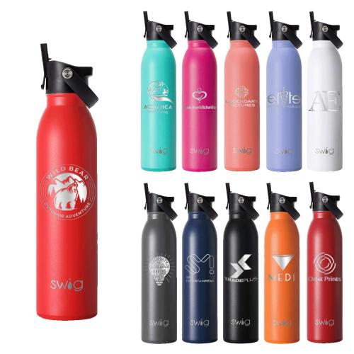 Drinkware - Sports Bottles - Swig® 20 oz. Matte Bottle with Flip and Sip Lid, Laser, Premium