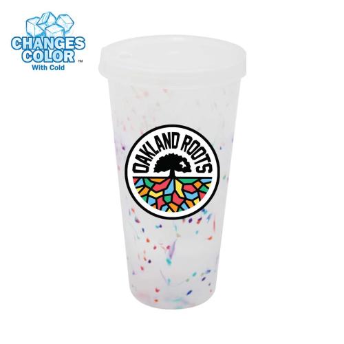 Drinkware - Color Changing - Mood™ 26 oz. Rainbow Confetti Tumbler with Lid, Full Color Digital