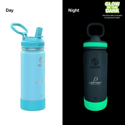 Drinkware - Metal Bottles - Takeya&reg; 18 oz. Actives Glow in the Dark Bottle, Laser - Standard