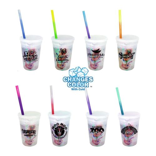 Drinkware - Color Changing - Mood™ 17 oz. Rainbow Confetti Cup/Straw/Lid Set