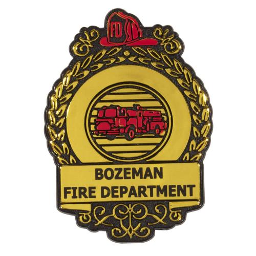 School Swag - FlameGuard Gold Badge Clip â Customizable Accent