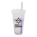 Mood&trade; 26 oz. Rainbow Confetti Tumbler with Lid and Straw