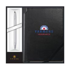 Cross Classic Century Lustrous Chrome Ballpoint w/ Classic Black Journal Gift Set - Awards and Gifts