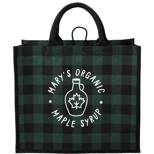 Bags - Tote Bags - PlaidCharm Jute Tote Bag
