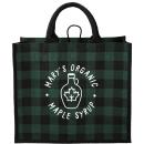 PlaidCharm Jute Tote Bag