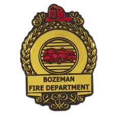 FlameGuard Gold Badge Clip â Customizable Accent - Awards and Gifts