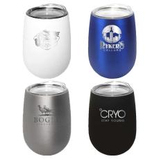 Halcyon&reg; 12 oz. Stainless Steel Wine Glass with Acrylic Lid, Laser, Premium - Drinkware
