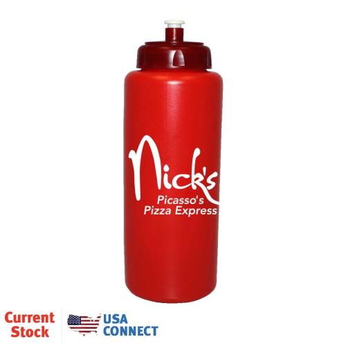 Drinkware - Made in the USA - GripFlow 32 oz Push Cap Promo Bottle