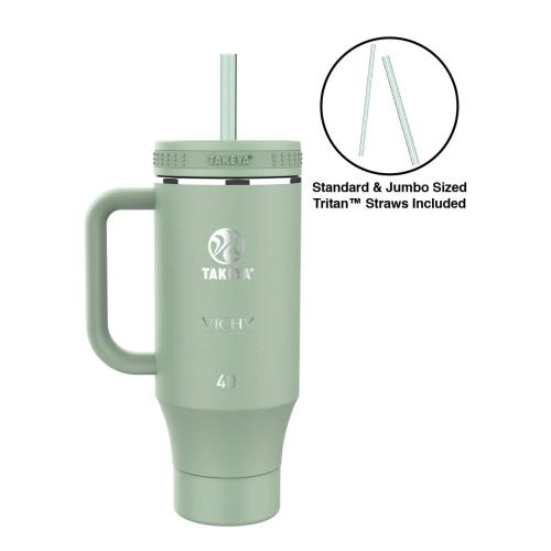 Drinkware - Metal Bottles - Takeya&reg; 40 oz. Straw Tumbler With Handle, Laser - Standard