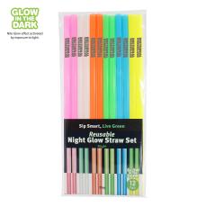 GlowScribe Luminous Straw Set - 12-Pack - Breast Cancer Awareness