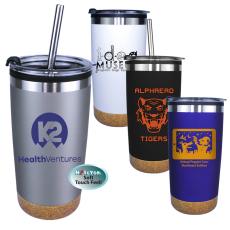 Halcyon&reg; 20 oz. Cork Bottom Tumbler with Stainless Straw/Flip Top Lid - Tumblers