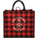 PlaidCharm Jute Tote Bag