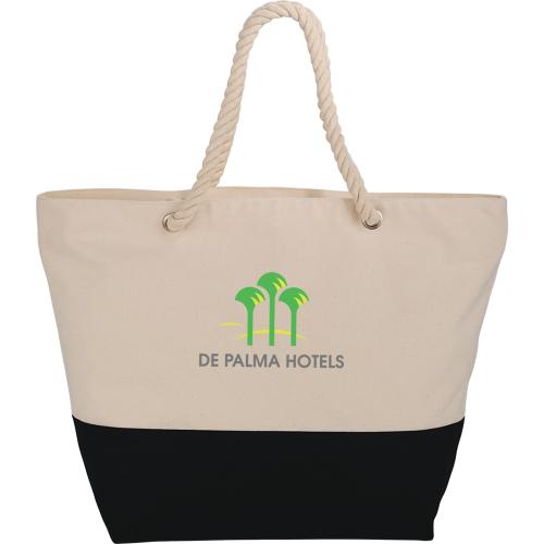 Bags - Tote Bags - CoastalCanvas Zippered Rope Tote Bag