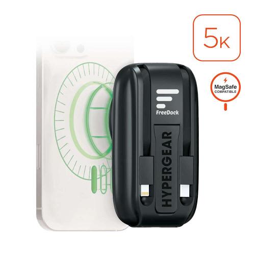 Technology - Power Banks - Hypergear 5,000mAh Mag Grip Go Magnetic Wireless Fast Charge Power Bank with Built-In Cables