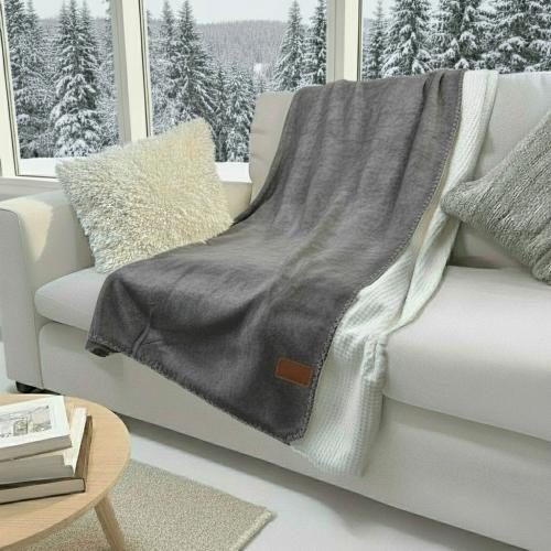 Home & Kitchen - Blankets - VelvaWaffle Comfort Throw - Custom Laser Patch