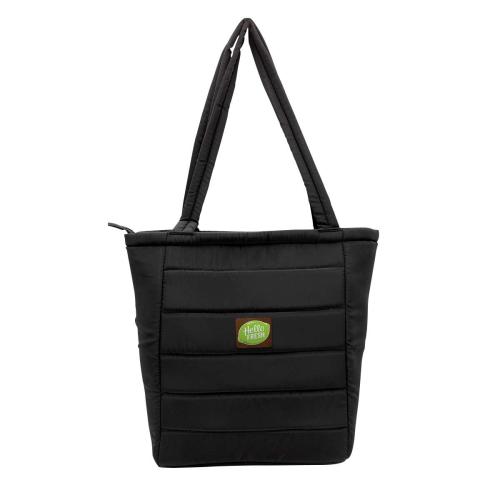Bags - Backpacks - Otaria&trade; Puffy Recycled Tote Bag, Leather Patch - Full Color
