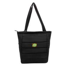 Otaria&trade; Puffy Recycled Tote Bag, Leather Patch - Full Color - Awards and Gifts