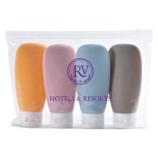 Continental 4-Bottle Travel Set in Zippered Pouch - Health & Wellness
