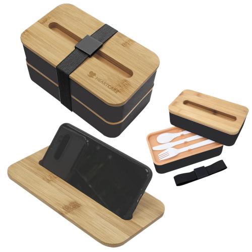 Home & Kitchen - Food Storage Containers - BentoStation Bamboo Lunch & Phone Stand
