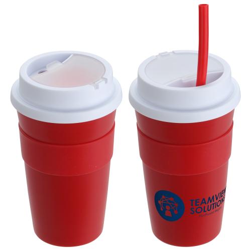 Drinkware - Tumblers - Bistro 14 oz Coffee Cup with Silicone Sleeve + Straw