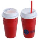 Bistro 14 oz Coffee Cup with Silicone Sleeve + Straw