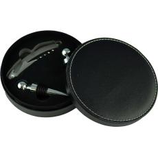 VinoLux Black Leather Wine Opener Set - School Swag