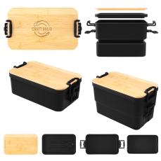 EcoStack Bamboo Bento Box Duo - Food Storage Containers