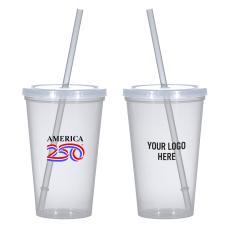 America250&trade; 22 Oz. Sunsplash Single Wall Tumbler - Straw Tumblers