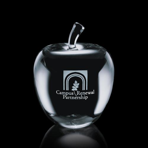 Desk & Office - Paperweights - OptiApple Crystal Award - Deep Etch
