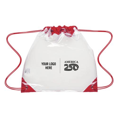 Bags - Drawstring Bags - Clear - America250&trade; Touchdown Clear EVA Drawstring Backpack