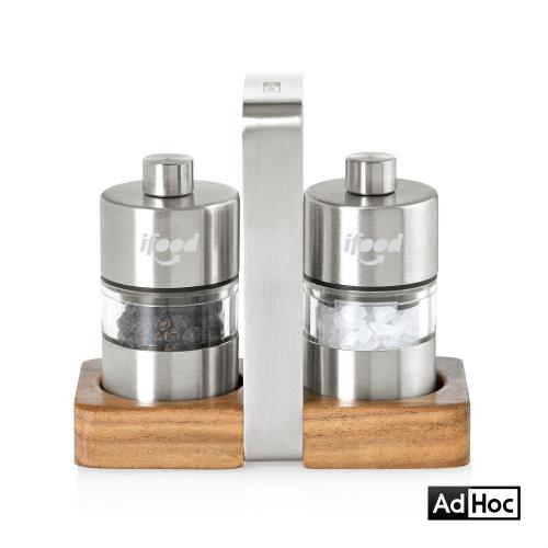 Home & Kitchen - Salt & Pepper - AdHoc&reg; Menage Minimill S & P Mill Set w/Acacia Wood Base