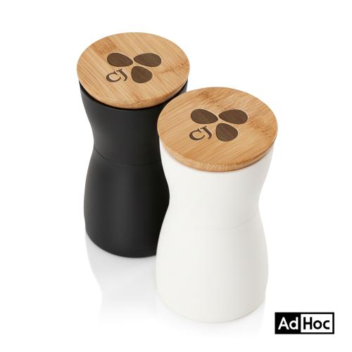 Home & Kitchen - Salt & Pepper - AdHoc&reg; Twin Salt & Pepper Mill Set w/Oak Wood Lid