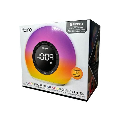 Technology - Speakers - IHome Sunrise Alarm Clock Radio with Bluetooth Speaker and Color Changing Lamp