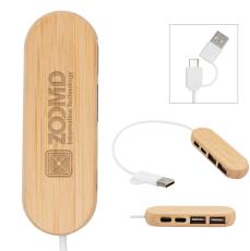 EcoPort Bamboo Dual USB-C Hub - USB Drives