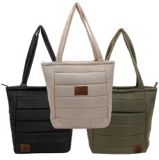 Otariaâ¢ Puffy Recycled Tote Bag, Leather Patch - Laser Engraving - Awards and Gifts