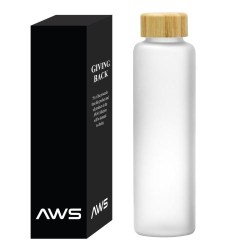 Drinkware - Glass Bottles - EcoBella 20oz Frosted Bamboo Glass Bottle