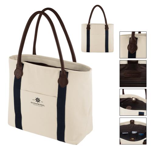 Bags - Tote Bags - Canvas & Cotton - NaturaChic Duffel Tote - Brown Accents